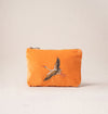 Cranes Orange Velvet Mini Pouch