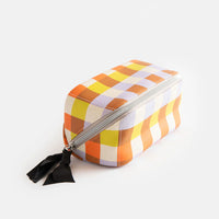 Multi Check Diagonal Cosmetic Bag