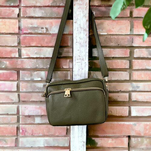 Olive green leather bag