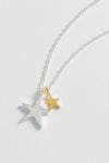 Double Hand Drawn Star Necklace - Silver Plated