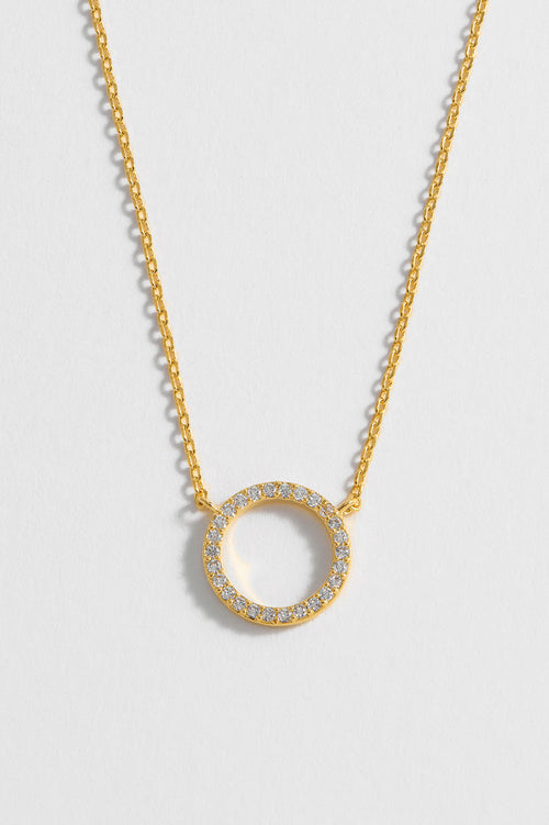 Circle CZ Necklace - Gold Plated and Silver Plated