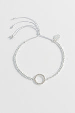 White CZ Circle Louise Bracelet - Silver Plated