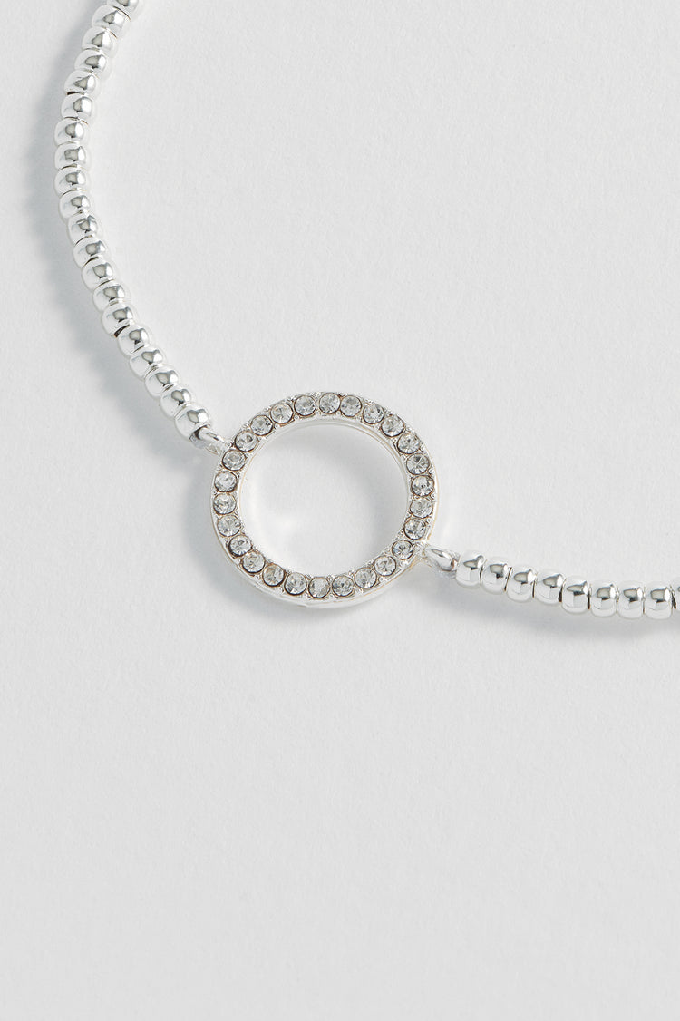 White CZ Circle Louise Bracelet - Silver Plated