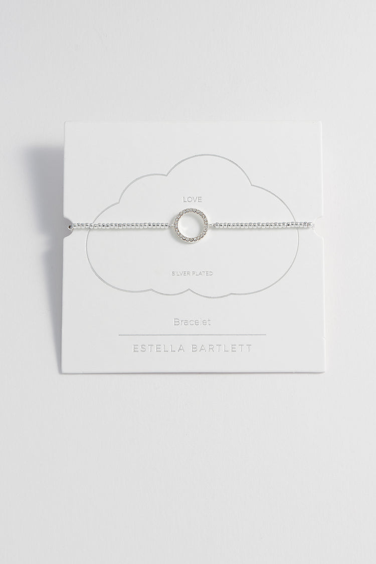 White CZ Circle Louise Bracelet - Silver Plated