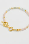 T-Bar Beaded Bracelet - Gold & Morganite