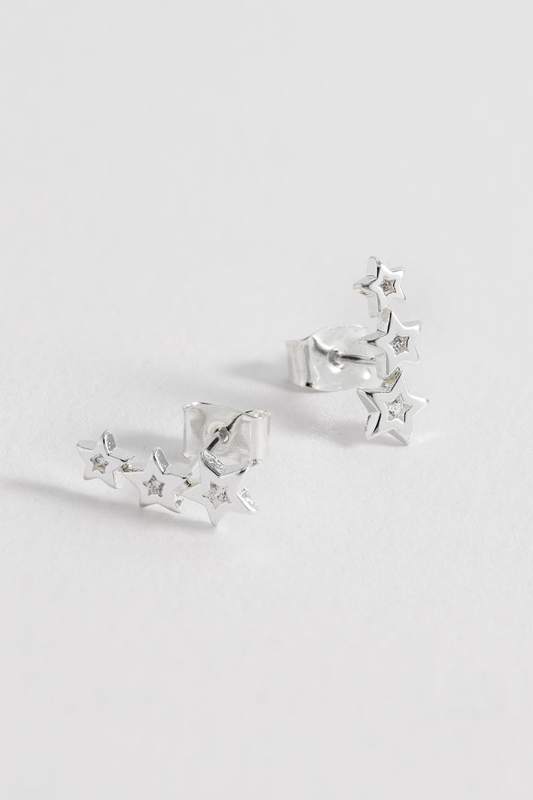 CZ Star Crawler Stud Earrings