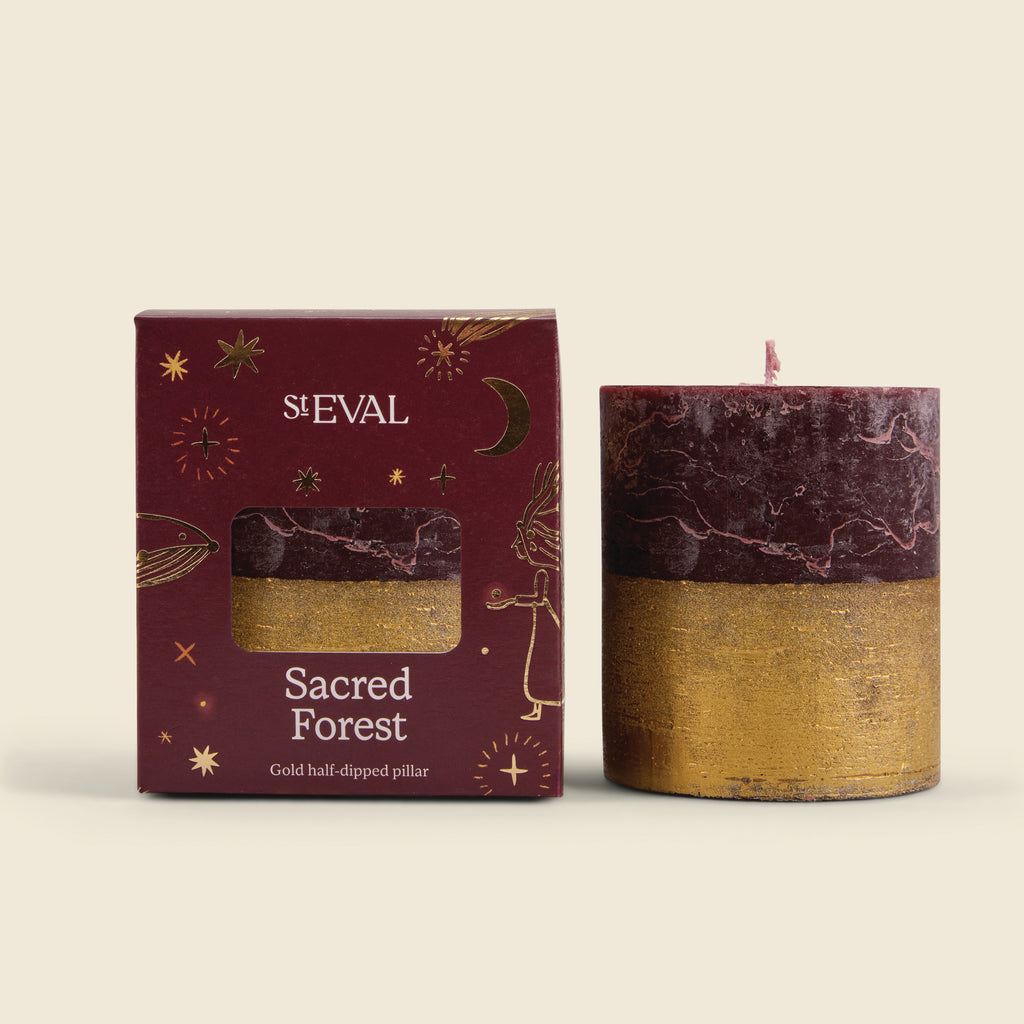 Sacred Forest Gold Half-Dipped Pillar Candle
