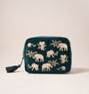 Elephant Herd Emerald Velvet Wash Bag