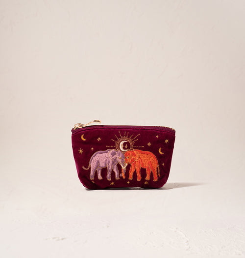 Enchanted Elephant Ruby Velvet Coin Purse