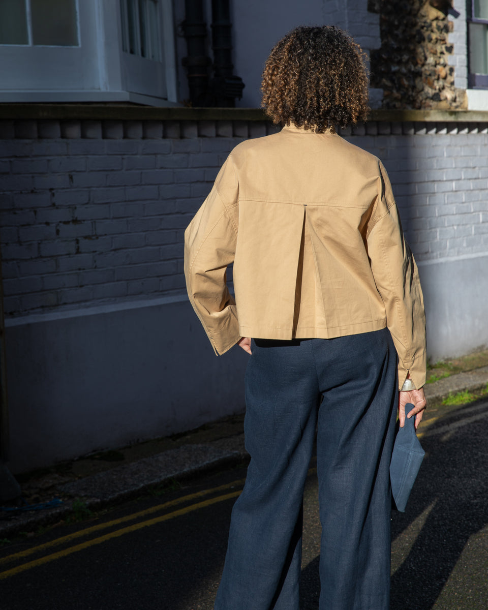 Eddie Cropped Trench-style Jacket in Tan