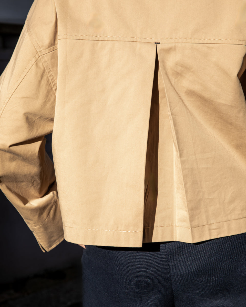 Eddie Cropped Trench-style Jacket in Tan