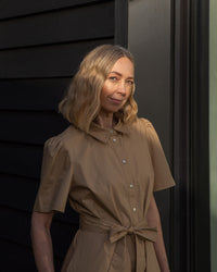 Holly Classic Button-through Dress in Caramel