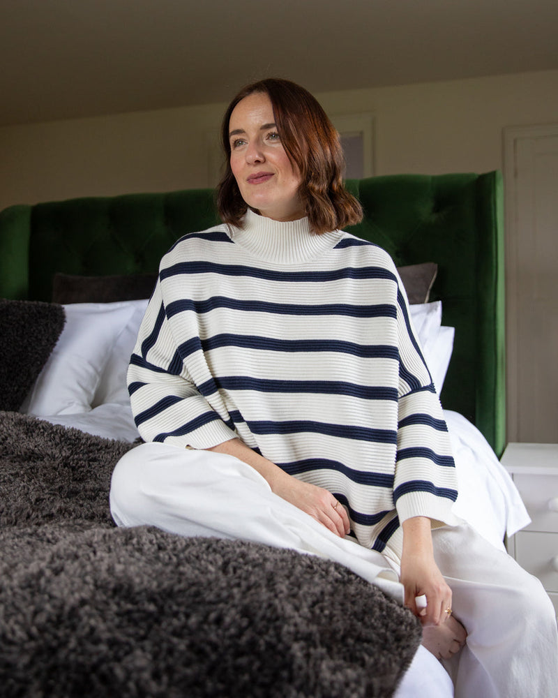 NEW COLOUR Vicki Jumper | Stripe, Navy & Ivory