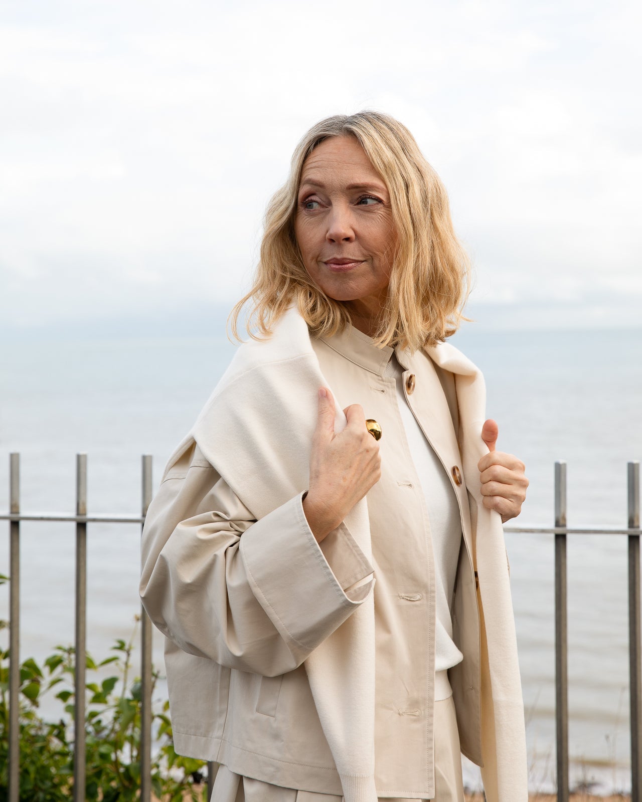 Eddie Cropped Trench-style Jacket in Cotton