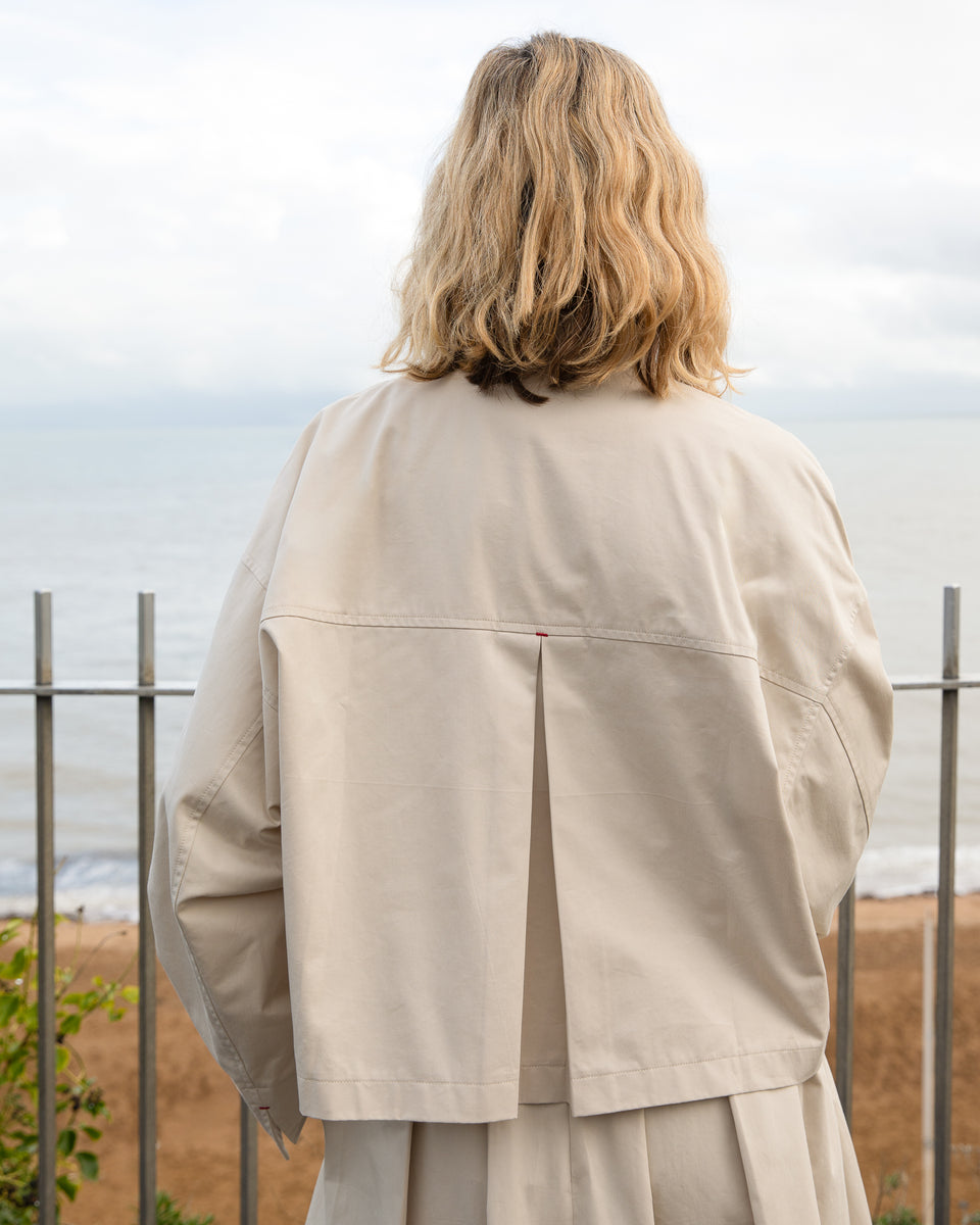 Eddie Cropped Trench-style Jacket in Cotton