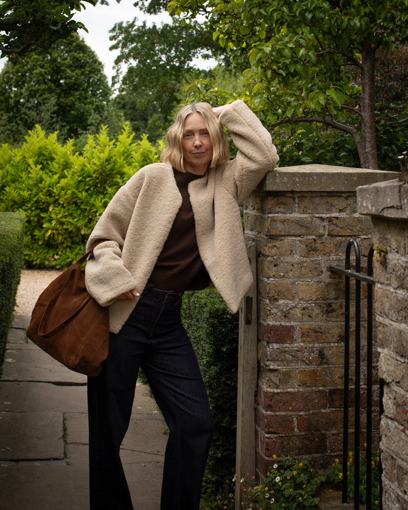 Soft Faux Sherpa Coat in Oat