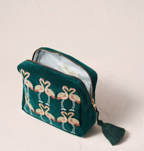 Flamingo Wash Bag – Emerald Green