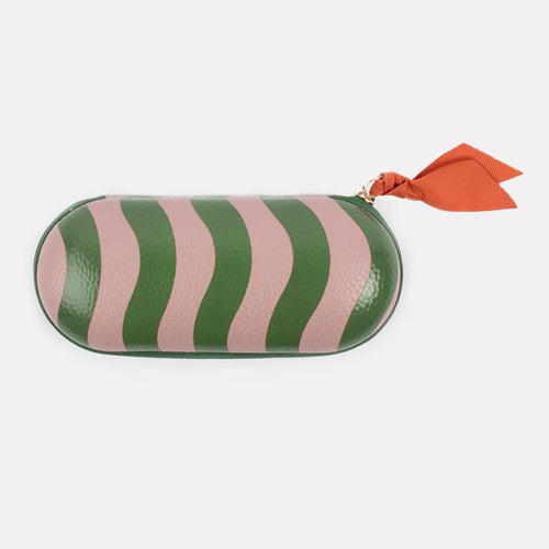 Pink/Green Wave Stripe Zip Around Glasses Case