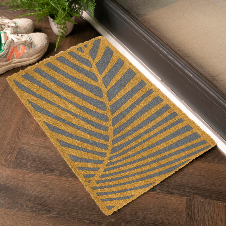 Grey Palm Pattern Doormat