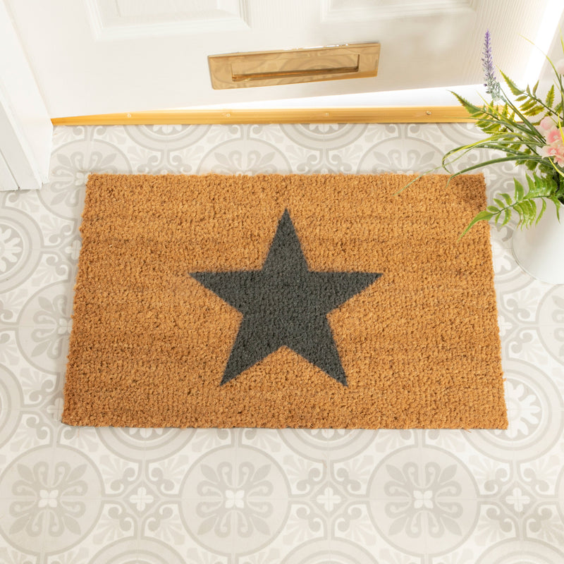 Natural Doormat with Grey Star