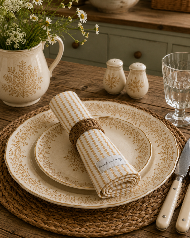 Ticking Stripe Napkins – Gold (set of 2)