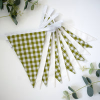 Sage Gingham and White Bunting