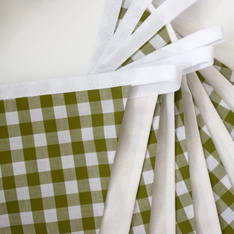 Sage Gingham and White Bunting