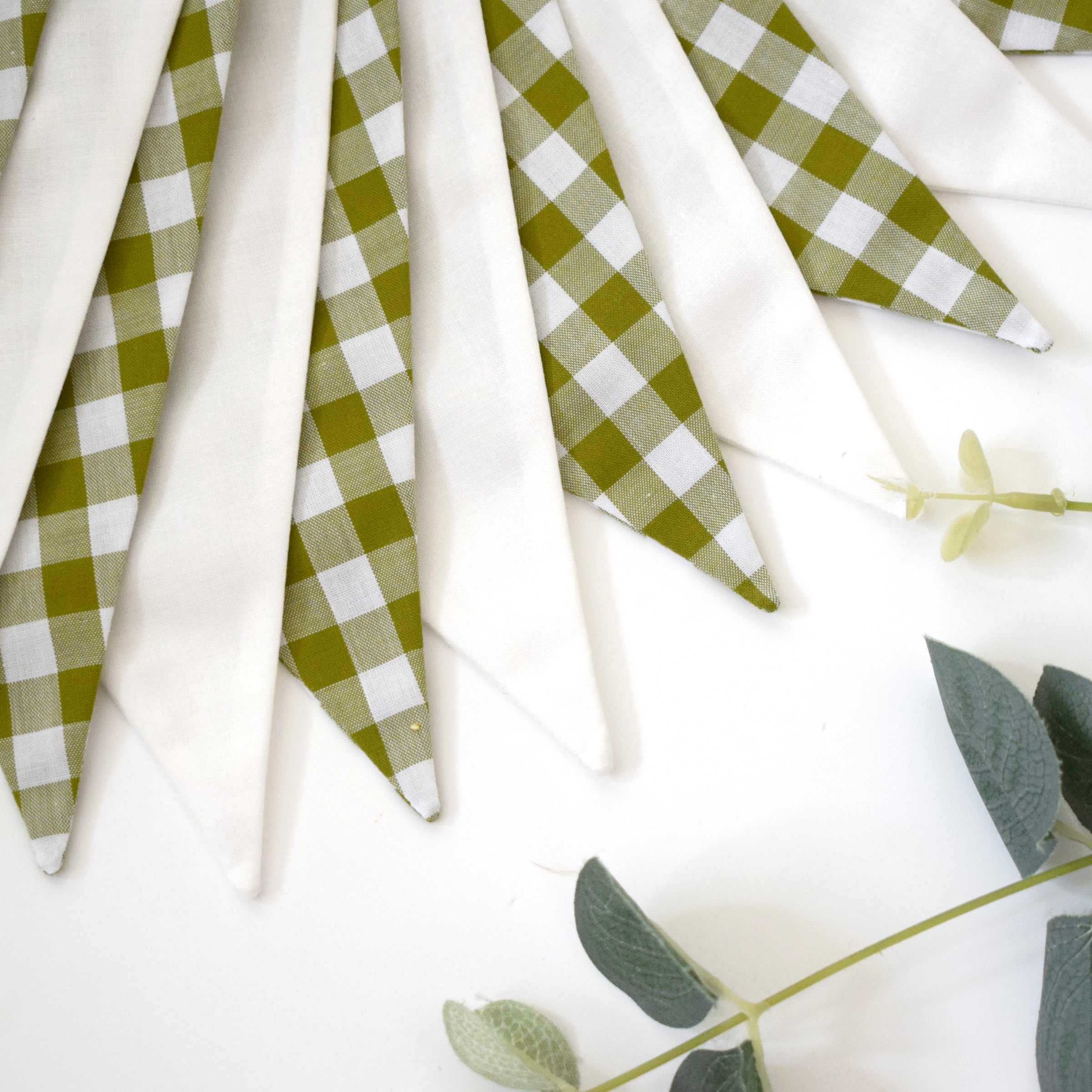 Sage Gingham and White Bunting