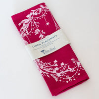 Christmas Placemats Pure Linen ~ Set of Two in Raspberry Red