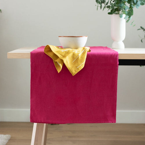 Linen Table Runner in Raspberry Red