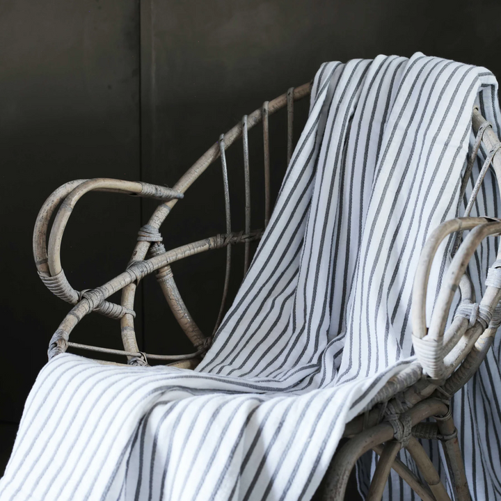 Hikari Striped Throw Grey & White