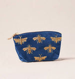 Honey Bee Cobalt Velvet Coin Purse