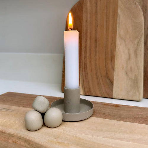 Dinner Candle Holder ~ in Taupe or Sky Blue