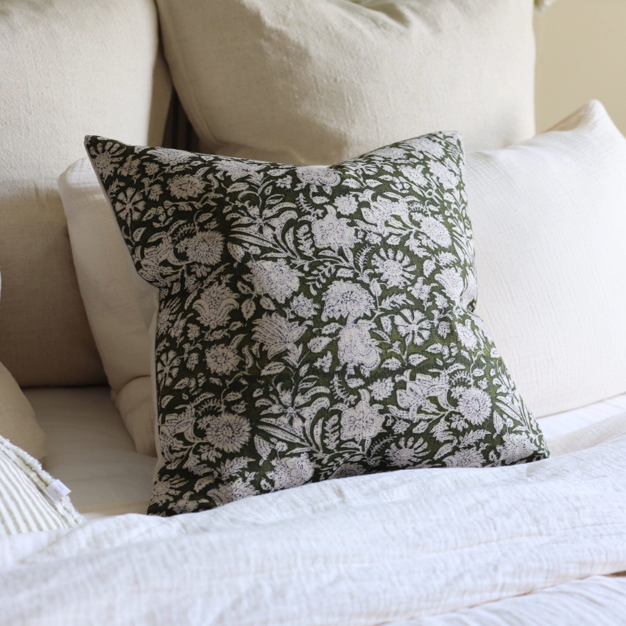 Francesca Olive Print Cushion