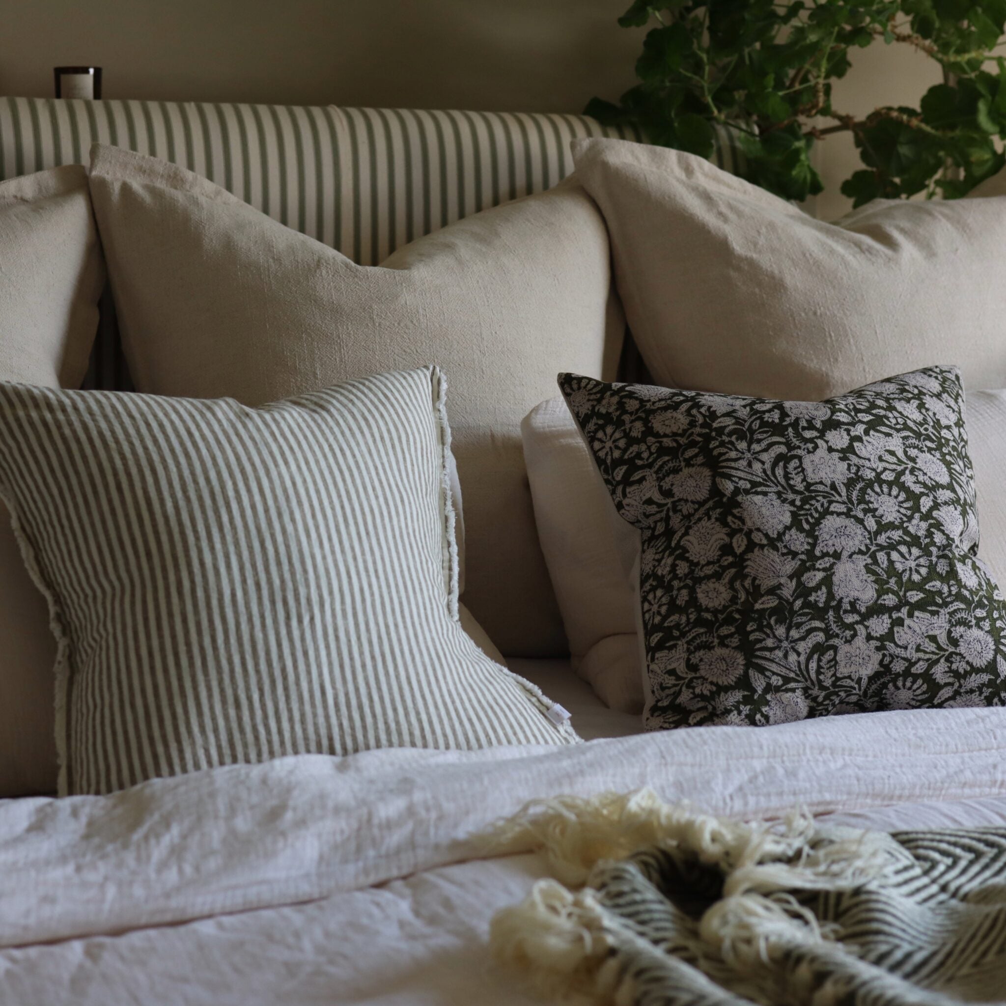 Francesca Olive Print Cushion