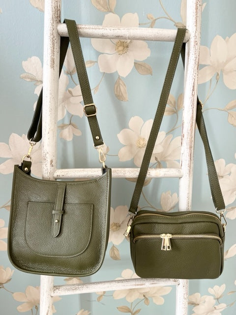Leather Camera Bag – Olive Green
