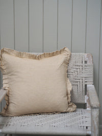 Pinstripe Frill Cushion Cover in Golden Yellow