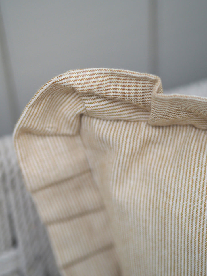 Pinstripe Frill Cushion Cover in Golden Yellow