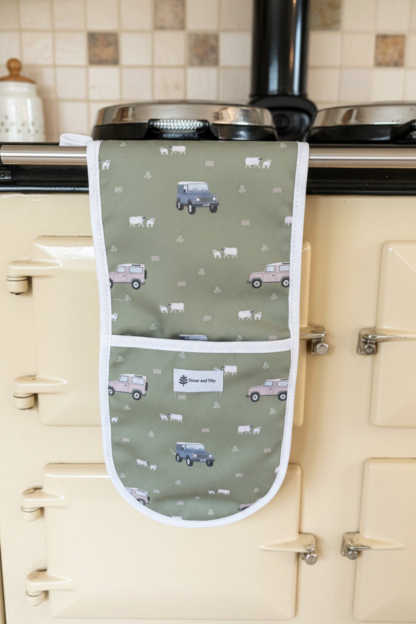 Land Rover Double Oven Glove ~ in Cream or Sage Green