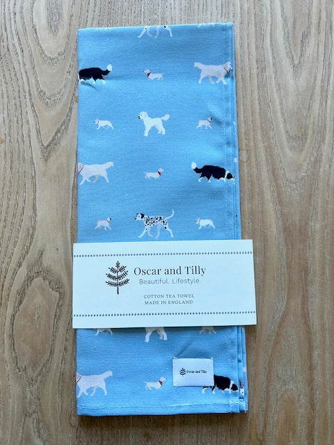 Dog Design Tea Towel in  Blue