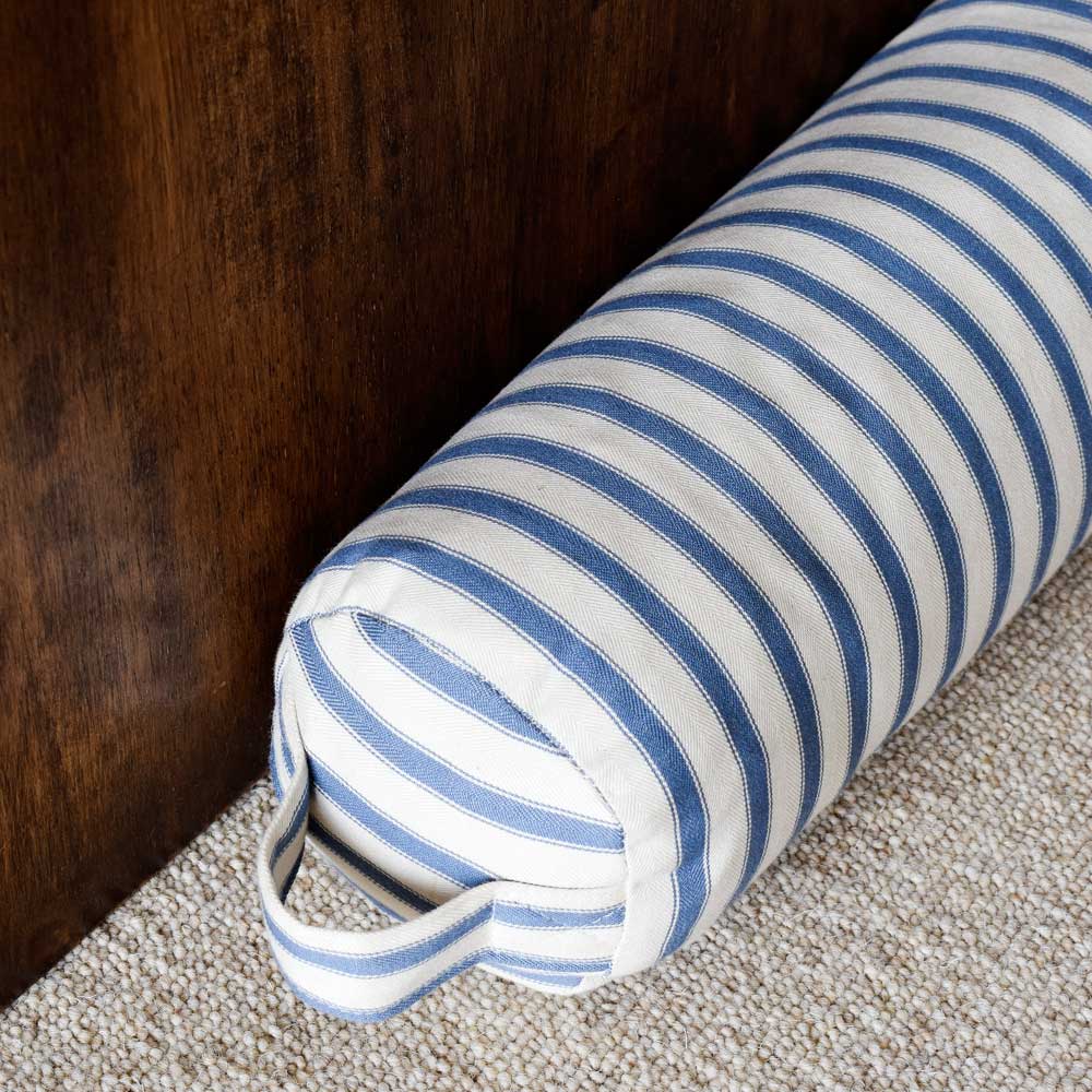 Ticking Stripe 2 Draught Excluder in Airforce Blue