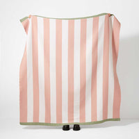 Devon Stripe Large Recycled Cotton Blend Throw in Sage & Pink
