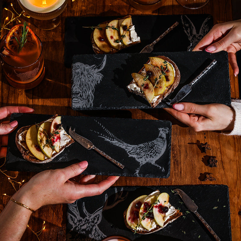 Country Animals Mini Slate Cheese Board & Knife set