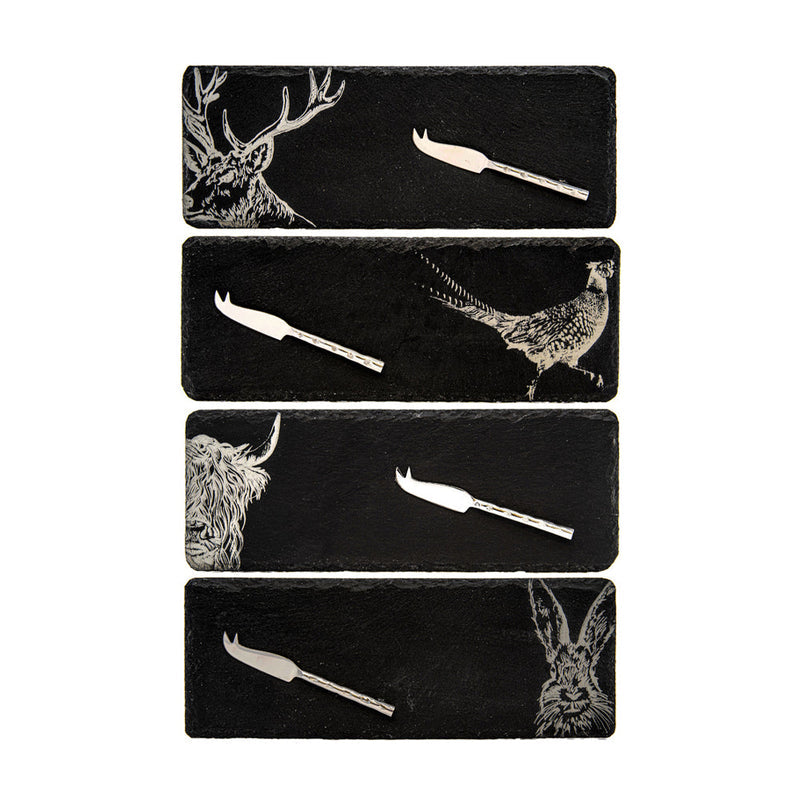 Country Animals Mini Slate Cheese Board & Knife set
