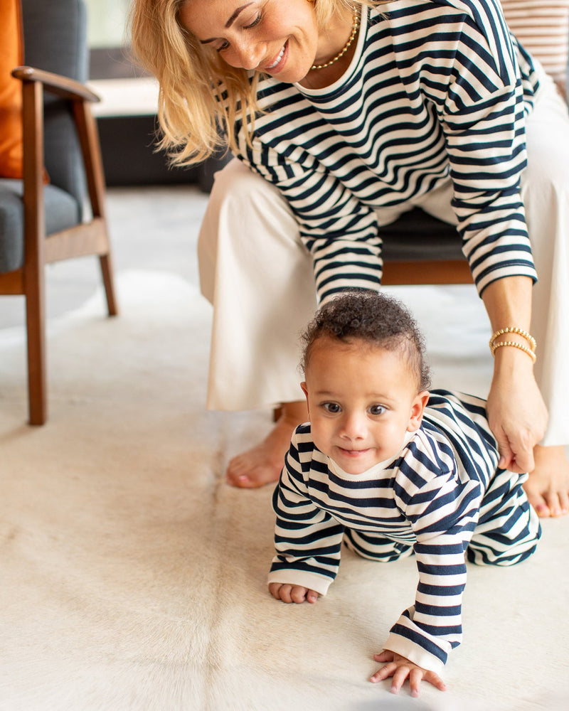 Rebecca Stripe Top | Navy & Ecru