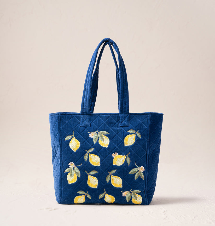 Elizabeth Scarlett Lemon Blossom Velvet Tote