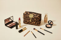 Leopard Print Make-Up Bag & Gold Palm Tree Pin