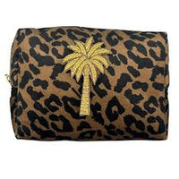 Leopard Print Make-Up Bag & Gold Palm Tree Pin