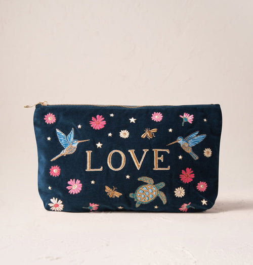 Give Love Affirmation Everyday Velvet pouch ~ Ink