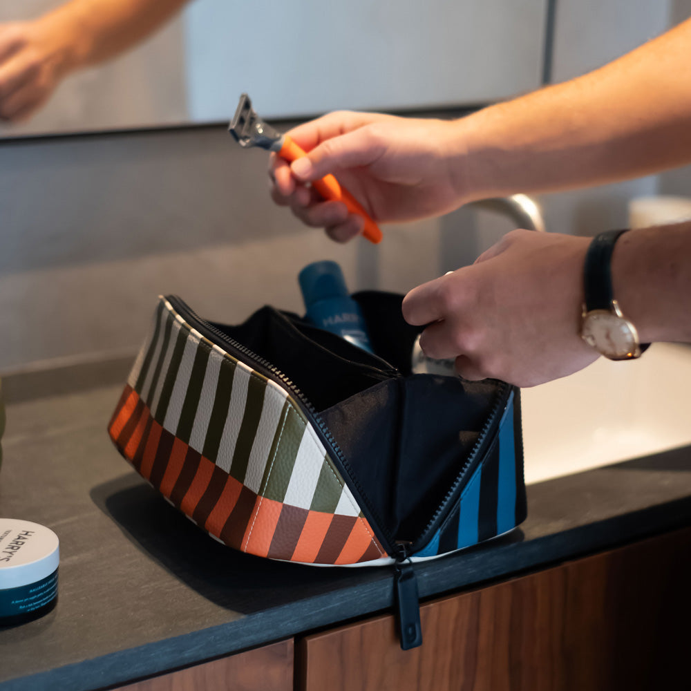 Retro Stripe Flat Lay Wash Bag